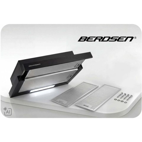 Okap teleskopowy kuchenny podszafkowy 60 cm Berdsen BT-241 czarny