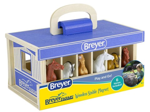 Drewniana stajnia +6 figurek koni SKALA 1:32 FARMA Breyer Horses ZA6720