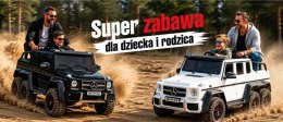 MEGA POJAZD- ORYGINALNY MERCEDES G63, NAPĘD 6X6, MIĘKKIE KOŁA, MIĘKKIE SIEDZENIE, SIEDZENIE DLA RODZICA, 12v14AH/ABL-1801