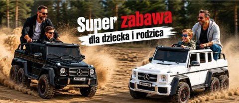 MEGA POJAZD- ORYGINALNY MERCEDES G63, NAPĘD 6X6, MIĘKKIE KOŁA, MIĘKKIE SIEDZENIE, SIEDZENIE DLA RODZICA, 12v14AH/ABL-1801