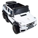 MEGA POJAZD- ORYGINALNY MERCEDES G63, NAPĘD 6X6, MIĘKKIE KOŁA, MIĘKKIE SIEDZENIE, SIEDZENIE DLA RODZICA, 12v14AH/ABL-1801