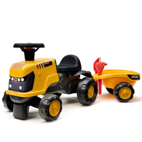 FALK Jeździk Traktor JCB Fastrac z Przyczepą Łopatką i Grabkami 1-3 lat