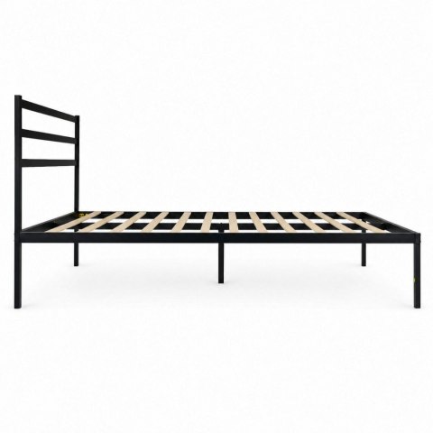 Łóżko metalowe 135x190 cm ze stelażem i zagłówkiem minimalistyczna czarna rama ModernHome