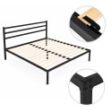 Łóżko metalowe 135x190 cm ze stelażem i zagłówkiem minimalistyczna czarna rama ModernHome
