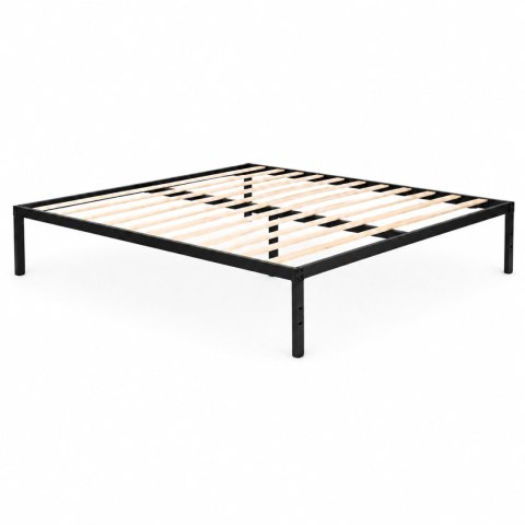 Łóżko metalowe 135x190 cm ze stelażem minimalistyczna czarna rama ModernHome