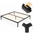 Łóżko metalowe 135x190 cm ze stelażem minimalistyczna czarna rama ModernHome