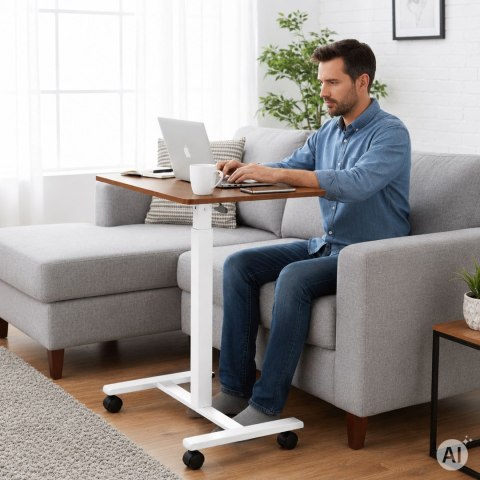 Mobilne biurko regulowane 70x48 cm stolik pod laptopa regulacja wysokości 71,5-112 cm ModernHome