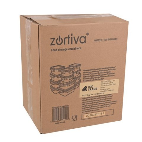Pojemnik na żywność - zestaw 12 sztuk Zortiva