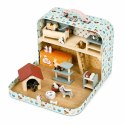 Sklep zoologiczny w walizce piętrowy drewniane mebelki zestaw 23 akcesoriów ECOTOYS