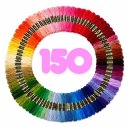 Zestaw Muliny Do Haftu Wyszywania Haftowania Kolorowe Nici Mix 150 szt.