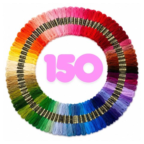 Zestaw Muliny Do Haftu Wyszywania Haftowania Kolorowe Nici Mix 150 szt.