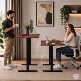 Biurko elektryczne 140x60 cm podnoszone regulacja wysokości 72-118 cm postarzany dąb ModernHome