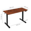 Biurko elektryczne 140x60 cm podnoszone regulacja wysokości 72-118 cm postarzany dąb ModernHome
