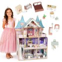 Drewniany domek dla lalek zamek Bella 4 piętra 5 pomieszczeń 15 mebelków ECOTOYS