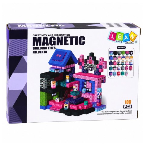 Klocki Magnetyczne Piksele Sześciany Kostki Pikselowy Świat Różowe 100 el.