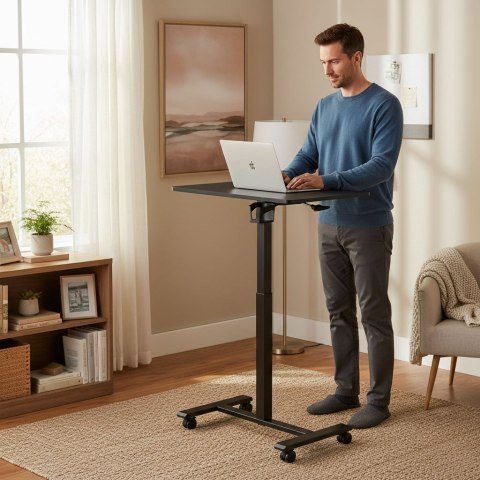 Mobilne biurko 70x48 cm stolik pod laptopa regulacja wysokości 71,5-112 cm czarny ModernHome