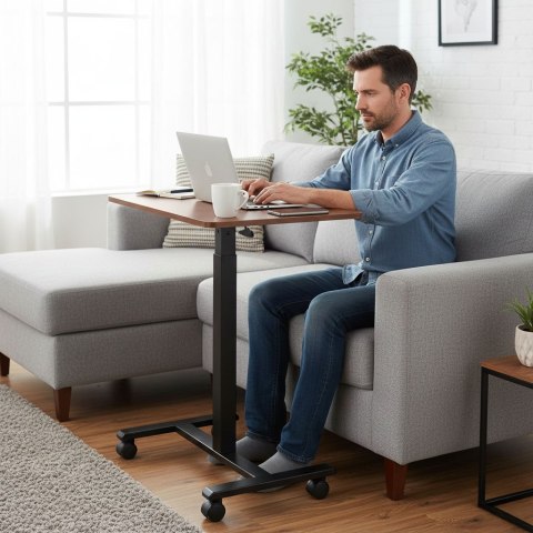 Mobilne biurko 70x48 cm stolik pod laptopa regulacja wysokości 71,5-112 cm drewniany blat ModernHome