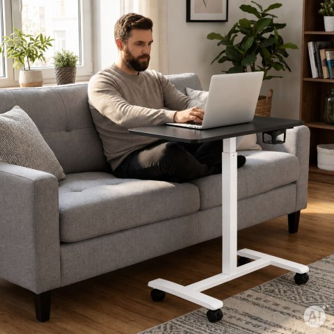 Mobilne biurko regulowane 70x48 cm stolik pod laptopa regulacja wysokości 71,5-112 cm ModernHome