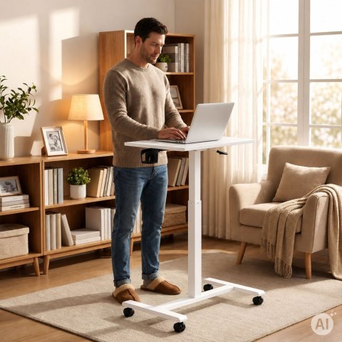 Mobilne biurko regulowane 70x48 cm stolik pod laptopa regulacja wysokości 71,5-112 cm ModernHome