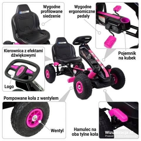 NAJNOWSZY GOKART NA PEDAŁY "TANK", KOŁA POMPOWANE, HAMULCE/G23