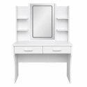 Toaletka Kosmetyczna Z Lustrem LED Półki Szuflady Biała 140x80x40 cm