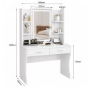 Toaletka Kosmetyczna Z Lustrem LED Półki Szuflady Biała 140x80x40 cm