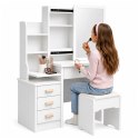Toaletka Kosmetyczna z Lustrem Szuflady Półki Taboret Biała 130x80x36 cm