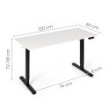 Biurko elektryczne 120x60 cm podnoszone regulacja wysokości 72-118 cm biały blat ModernHome
