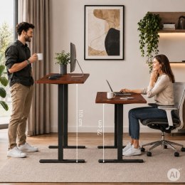 Biurko elektryczne 120x60 cm podnoszone regulacja wysokości 72-118 cm ciemny dąb ModernHome