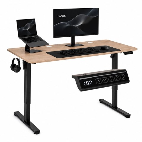 Biurko elektryczne 120x60 cm podnoszone regulacja wysokości 72-118 cm jasny dąb ModernHome