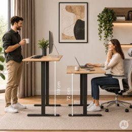 Biurko elektryczne 120x60 cm podnoszone regulacja wysokości 72-118 cm jasny dąb ModernHome