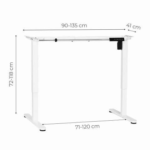 Stelaż biurka elektryczny regulacja wysokości 72-118 cm blat do 160 cm biały ModernHome