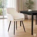 Zestaw 2x krzesło tapicerowane welurowe nowoczesne do jadalni salonu kremowe ModernHome