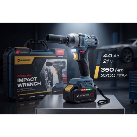 Klucz udarowy akumulatorowy 21V 350Nm Humberg HM-440