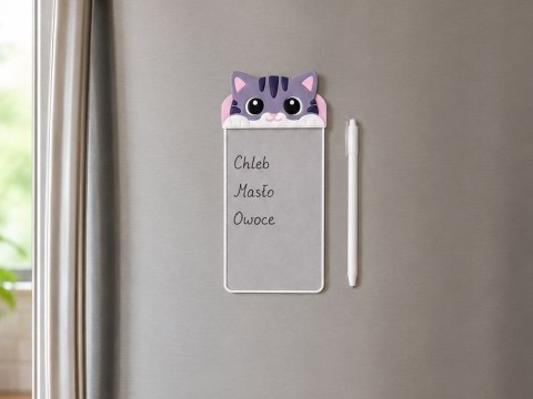 Magnetyczny Notes na Lodówkę Kotek Tabliczka do Pisania Rysik ZA6461
