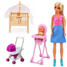 Zestaw Lalka Anlily Mama z Dziećmi Niemowlęta Bliźniaki Akcesoria