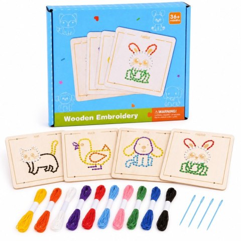 Drewniana przeplatanka Montessori - zestaw 4 szablony + mulina ZA6543