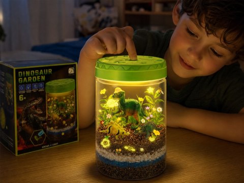 Oświetlony OGRÓD DINOZAURÓW 3w1 terrarium, lampka, uprawa roślin DIY ZA6567