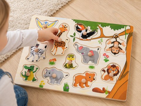 Puzzle drewniane DŻUNGLA układanka z uchwytami - 11 elementów ZA6417