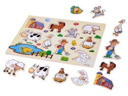 Puzzle drewniane FARMA układanka z uchwytami - 10 elementów ZA6416