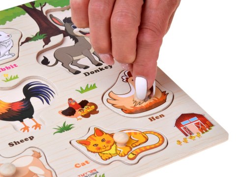 Puzzle drewniane FARMA układanka z uchwytami i ang słówkami - 10 ele ZA6418