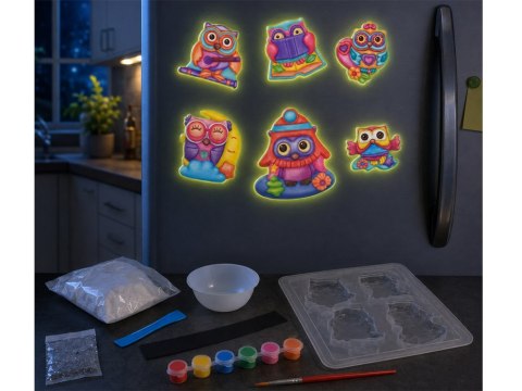 Zestaw do robienia magnesów SOWY świecące w ciemności DIY magnesy ZA6406