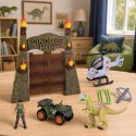 Baza Badawcza Park Dinozaurów Brama Helikopter Quad Figurki Odkrywca