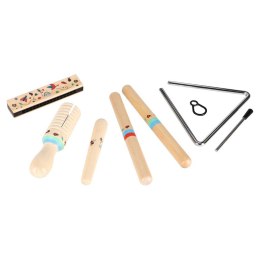 Instrumenty drewniane muzyczne dla dzieci trójkąt pałeczki harmonijka ustna tarka