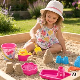 WOOPIE Zestaw do Piasku z Łódką i Torbą Akcesoria 9 el. Różowy Plaża