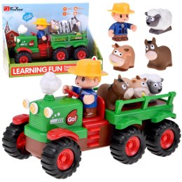 Interaktywny Traktor z Przyczepą Zwierzętami Światło Dźwięk Rolnik ZA6309
