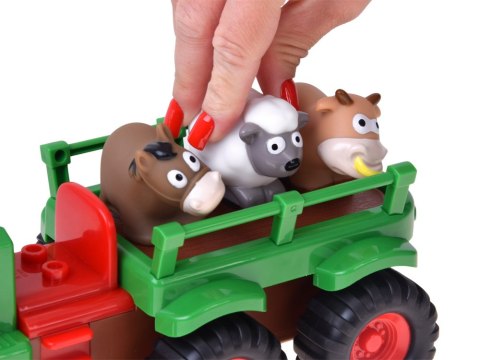 Interaktywny Traktor z Przyczepą Zwierzętami Światło Dźwięk Rolnik ZA6309
