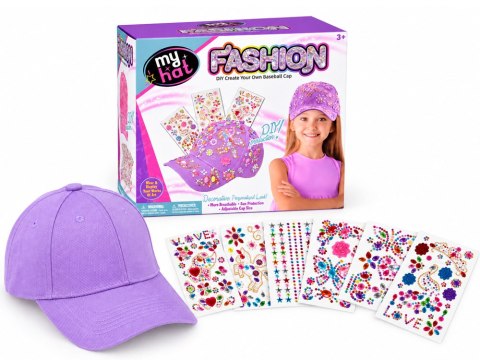 Czapka z daszkiem do ozdabiania LAWENDOWA + diamentowe naklejki DIY ZA6338