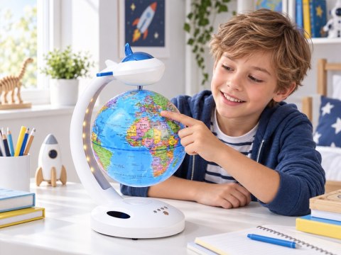 GLOBUS lewitujący 4w1 obrót 360° - lampka LED, głośnik BT, zegar ZA6313