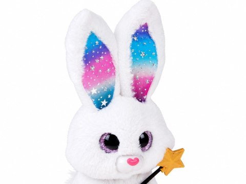 Interaktywny Biały Królik Pluszowy 30 cm Tańczy Świeci Gra Różdżka ZA6329